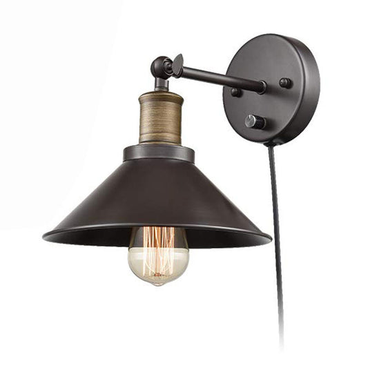 Conic Iron Wall Mounted Lighting Industrial 1/2-Head Living Room Wall Lamp Fixture with Swing Arm in Black 1.0 Black Clearhalo 'Art deco wall lights' 'Cast Iron' 'Glass' 'Industrial wall lights' 'Industrial' 'Middle century wall lights' 'Modern' 'Rustic wall lights' 'Tiffany' 'Traditional wall lights' 'Wall Lamps & Sconces' 'Wall Lights' Lighting' 1917127
