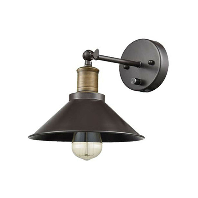 Conic Iron Wall Mounted Lighting Industrial 1/2-Head Living Room Wall Lamp Fixture with Swing Arm in Black Clearhalo 'Art deco wall lights' 'Cast Iron' 'Glass' 'Industrial wall lights' 'Industrial' 'Middle century wall lights' 'Modern' 'Rustic wall lights' 'Tiffany' 'Traditional wall lights' 'Wall Lamps & Sconces' 'Wall Lights' Lighting' 1917128
