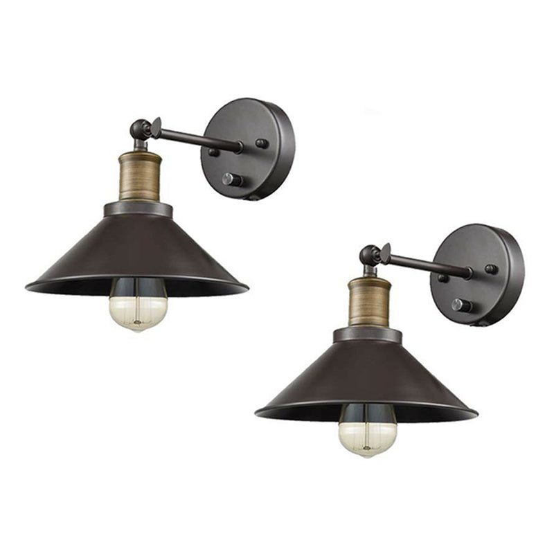 Conic Iron Wall Mounted Lighting Industrial 1/2-Head Living Room Wall Lamp Fixture with Swing Arm in Black 2.0 Black Clearhalo 'Art deco wall lights' 'Cast Iron' 'Glass' 'Industrial wall lights' 'Industrial' 'Middle century wall lights' 'Modern' 'Rustic wall lights' 'Tiffany' 'Traditional wall lights' 'Wall Lamps & Sconces' 'Wall Lights' Lighting' 1917130
