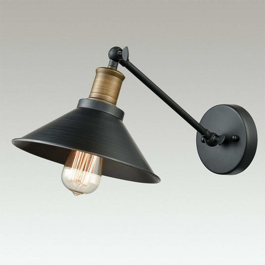 Cone Shade Bathroom Wall Light Farmhouse Metal 1/2-Light Black and Brass Wall Mounted Lamp with Pivot Joint Clearhalo 'Art deco wall lights' 'Cast Iron' 'Glass' 'Industrial wall lights' 'Industrial' 'Middle century wall lights' 'Modern' 'Rustic wall lights' 'Tiffany' 'Traditional wall lights' 'Wall Lamps & Sconces' 'Wall Lights' Lighting' 1917133