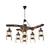 Wood Caged Hanging Chandelier Lodge 6-Bulb Dining Room Ceiling Pendant Light with Rope Detail in Black/Brown Black Clearhalo 'Carpenter Chandeliers' 'Ceiling Lights' 'Chandeliers' 'Industrial Chandeliers' 'Industrial' 'Middle Century Chandeliers' 'Modern' 'Tiffany' Lighting' 1917154