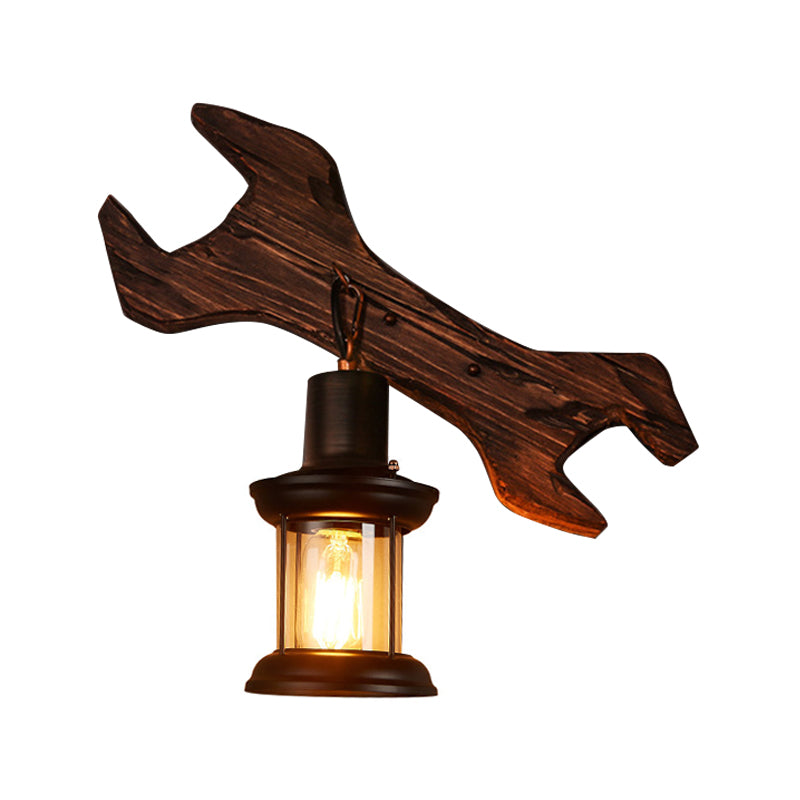 Oval/Fish Shaped Wood Wall Sconce Light Rustic 1 Head Kitchen Wall Mounted Lamp with Candle/Lantern in Brown Brown H Clearhalo 'Industrial wall lights' 'Industrial' 'Middle century wall lights' 'Rustic wall lights' 'Tiffany' 'Wall Lamps & Sconces' 'Wall Lights' Lighting' 1917307