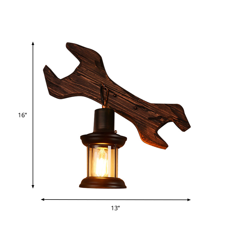 Oval/Fish Shaped Wood Wall Sconce Light Rustic 1 Head Kitchen Wall Mounted Lamp with Candle/Lantern in Brown Clearhalo 'Industrial wall lights' 'Industrial' 'Middle century wall lights' 'Rustic wall lights' 'Tiffany' 'Wall Lamps & Sconces' 'Wall Lights' Lighting' 1917308