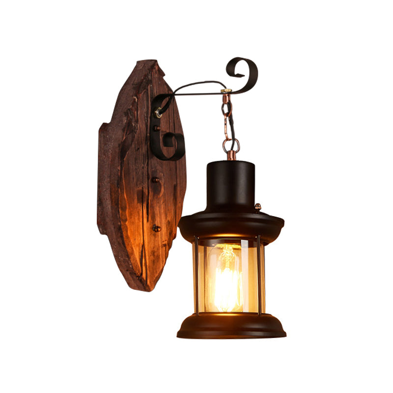 Oval/Fish Shaped Wood Wall Sconce Light Rustic 1 Head Kitchen Wall Mounted Lamp with Candle/Lantern in Brown Brown F Clearhalo 'Industrial wall lights' 'Industrial' 'Middle century wall lights' 'Rustic wall lights' 'Tiffany' 'Wall Lamps & Sconces' 'Wall Lights' Lighting' 1917309