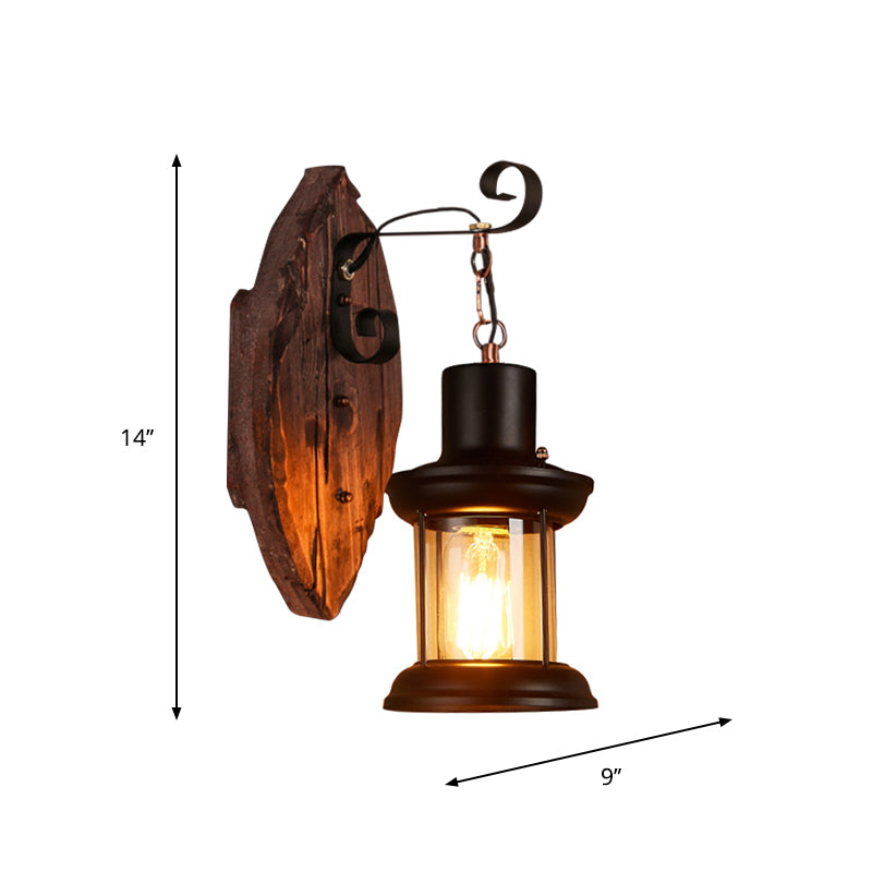 Oval/Fish Shaped Wood Wall Sconce Light Rustic 1 Head Kitchen Wall Mounted Lamp with Candle/Lantern in Brown Clearhalo 'Industrial wall lights' 'Industrial' 'Middle century wall lights' 'Rustic wall lights' 'Tiffany' 'Wall Lamps & Sconces' 'Wall Lights' Lighting' 1917310