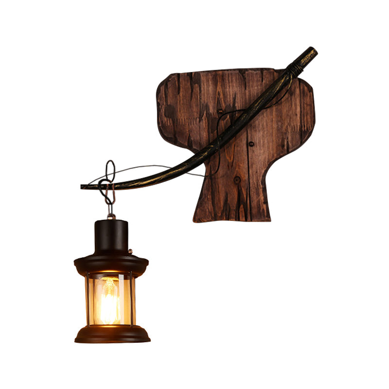 Oval/Fish Shaped Wood Wall Sconce Light Rustic 1 Head Kitchen Wall Mounted Lamp with Candle/Lantern in Brown Brown D Clearhalo 'Industrial wall lights' 'Industrial' 'Middle century wall lights' 'Rustic wall lights' 'Tiffany' 'Wall Lamps & Sconces' 'Wall Lights' Lighting' 1917313