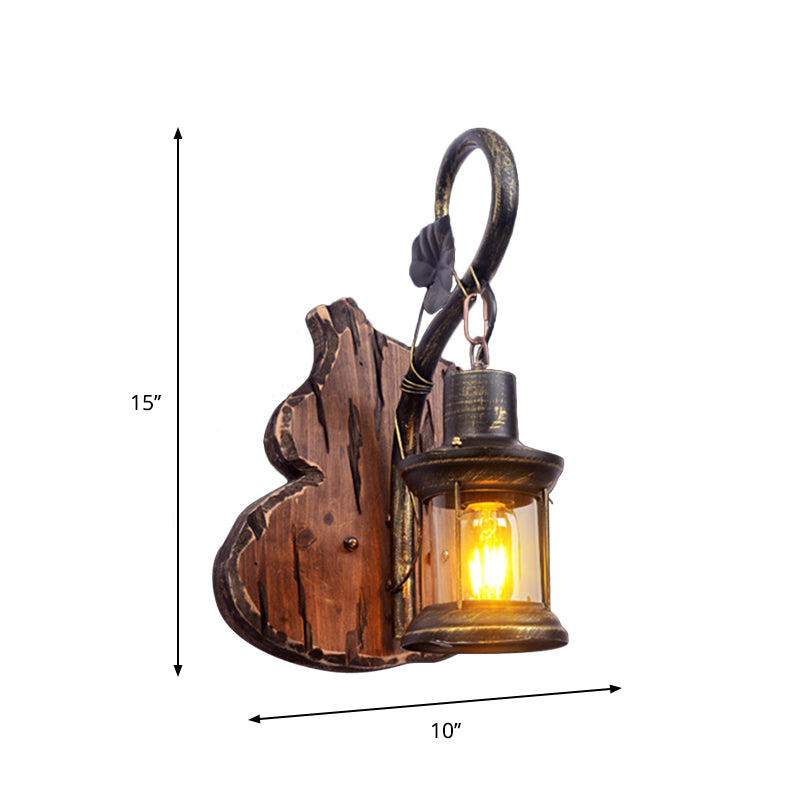 Oval/Fish Shaped Wood Wall Sconce Light Rustic 1 Head Kitchen Wall Mounted Lamp with Candle/Lantern in Brown Clearhalo 'Industrial wall lights' 'Industrial' 'Middle century wall lights' 'Rustic wall lights' 'Tiffany' 'Wall Lamps & Sconces' 'Wall Lights' Lighting' 1917318