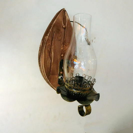 1/2-Light Clear Glass Wall Sconce Rustic Brown Lantern/Kerosene Kitchen Wall Mounted Light with Ox/Oval Wood Backplate 1.0 Brown Clearhalo 'Industrial wall lights' 'Industrial' 'Middle century wall lights' 'Rustic wall lights' 'Tiffany' 'Wall Lamps & Sconces' 'Wall Lights' Lighting' 1917342