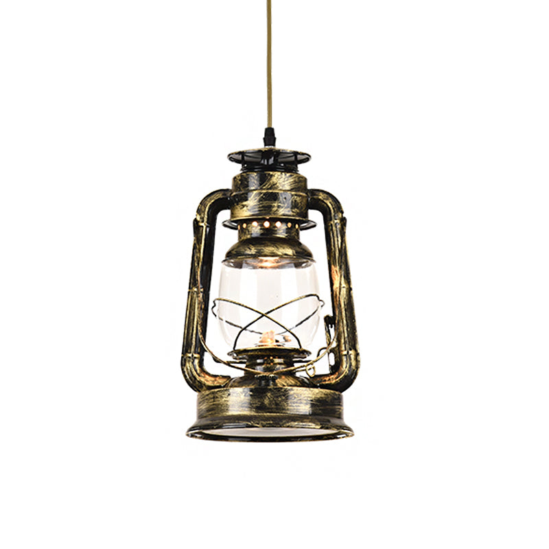 Kerosene Restaurant Pendant Lighting Antique Metal Single Bronze/Copper Finish Hanging Lamp, 5.5"/6.5"/8.5" Wide Clearhalo 'Art Deco Pendants' 'Cast Iron' 'Ceiling Lights' 'Ceramic' 'Crystal' 'Industrial Pendants' 'Industrial' 'Metal' 'Middle Century Pendants' 'Pendant Lights' 'Pendants' 'Tiffany' Lighting' 1917347