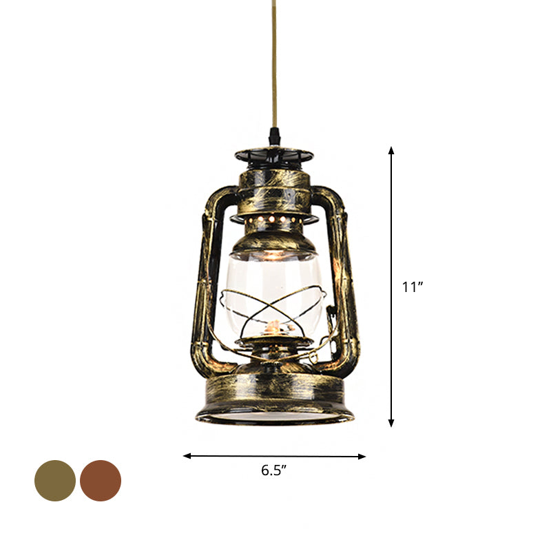 Kerosene Restaurant Pendant Lighting Antique Metal Single Bronze/Copper Finish Hanging Lamp, 5.5"/6.5"/8.5" Wide Clearhalo 'Art Deco Pendants' 'Cast Iron' 'Ceiling Lights' 'Ceramic' 'Crystal' 'Industrial Pendants' 'Industrial' 'Metal' 'Middle Century Pendants' 'Pendant Lights' 'Pendants' 'Tiffany' Lighting' 1917349