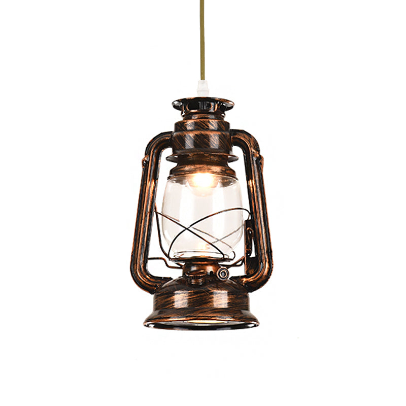 Kerosene Restaurant Pendant Lighting Antique Metal Single Bronze/Copper Finish Hanging Lamp, 5.5"/6.5"/8.5" Wide Clearhalo 'Art Deco Pendants' 'Cast Iron' 'Ceiling Lights' 'Ceramic' 'Crystal' 'Industrial Pendants' 'Industrial' 'Metal' 'Middle Century Pendants' 'Pendant Lights' 'Pendants' 'Tiffany' Lighting' 1917354