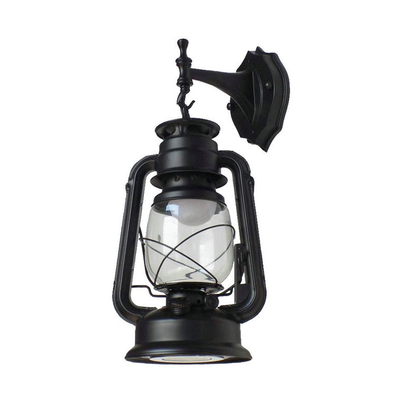 Transparent Glass Bronze/Black Wall Light Kerosene 1 Bulb Nautical Wall Mounted Lamp for Foyer Clearhalo 'Art deco wall lights' 'Cast Iron' 'Glass' 'Industrial wall lights' 'Industrial' 'Middle century wall lights' 'Modern' 'Rustic wall lights' 'Tiffany' 'Traditional wall lights' 'Wall Lamps & Sconces' 'Wall Lights' Lighting' 1917373