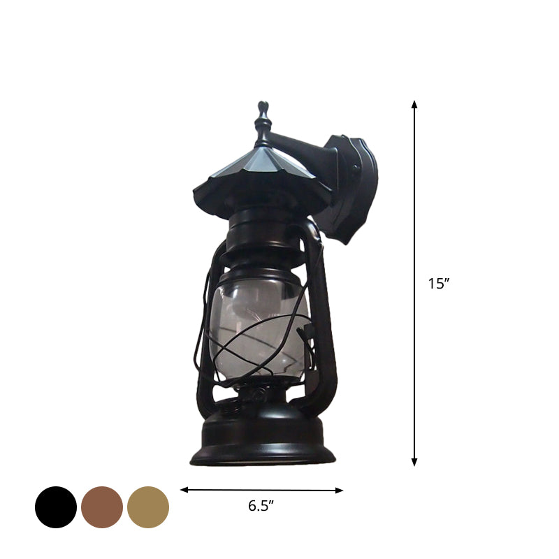 Transparent Glass Bronze/Black Wall Light Kerosene 1 Bulb Nautical Wall Mounted Lamp for Foyer Clearhalo 'Art deco wall lights' 'Cast Iron' 'Glass' 'Industrial wall lights' 'Industrial' 'Middle century wall lights' 'Modern' 'Rustic wall lights' 'Tiffany' 'Traditional wall lights' 'Wall Lamps & Sconces' 'Wall Lights' Lighting' 1917381