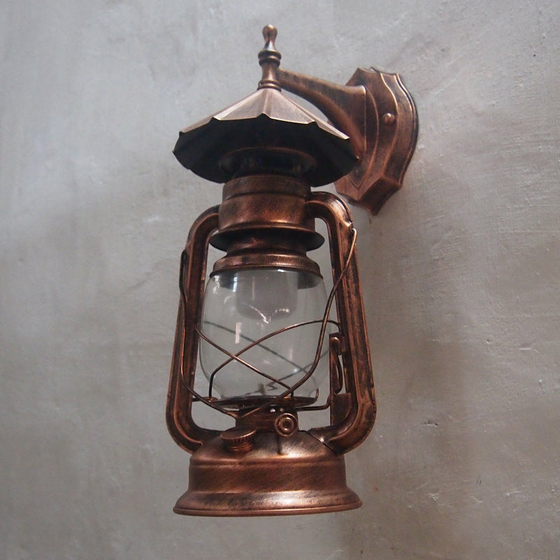 Transparent Glass Bronze/Black Wall Light Kerosene 1 Bulb Nautical Wall Mounted Lamp for Foyer Copper B Clearhalo 'Art deco wall lights' 'Cast Iron' 'Glass' 'Industrial wall lights' 'Industrial' 'Middle century wall lights' 'Modern' 'Rustic wall lights' 'Tiffany' 'Traditional wall lights' 'Wall Lamps & Sconces' 'Wall Lights' Lighting' 1917382