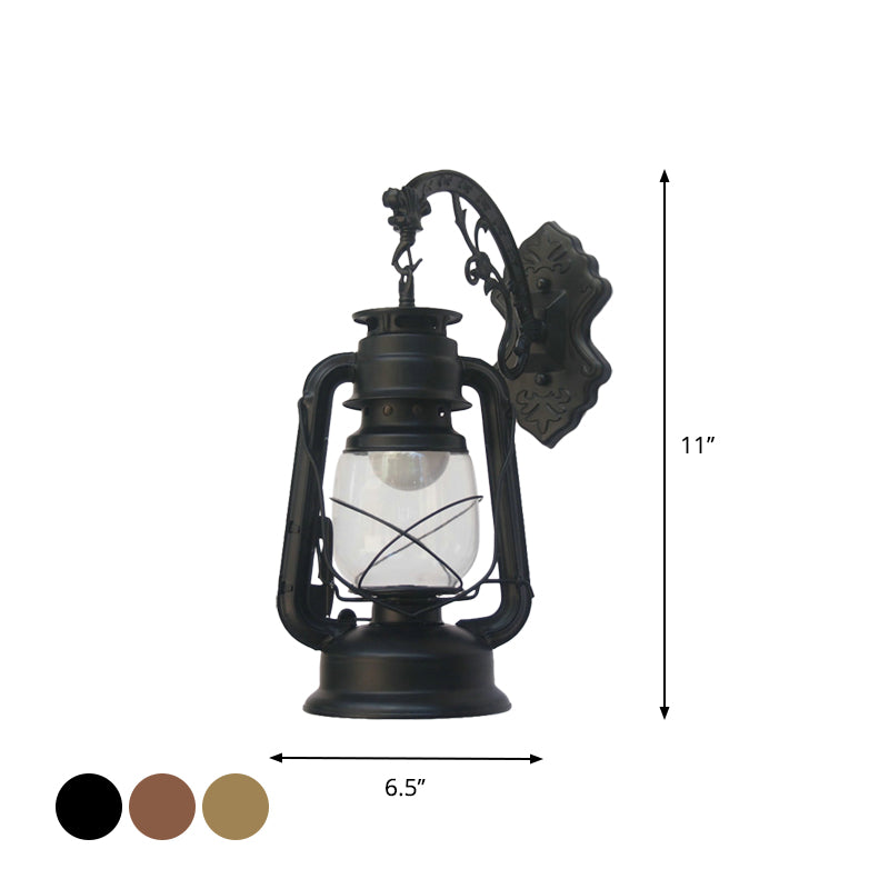 1-Light Kerosene Wall Mounted Lighting Nautical Black/Copper/Bronze Clear Glass Wall Lamp Fixture for Dining Room Clearhalo 'Art deco wall lights' 'Cast Iron' 'Glass' 'Industrial wall lights' 'Industrial' 'Middle century wall lights' 'Modern' 'Rustic wall lights' 'Tiffany' 'Traditional wall lights' 'Wall Lamps & Sconces' 'Wall Lights' Lighting' 1917389
