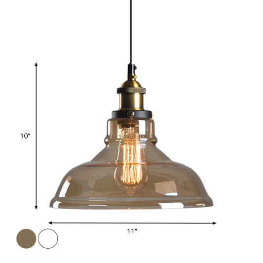 Single-Bulb Pendant Lighting Farmhouse Dining Room Ceiling Hang Lamp with Barn Amber Glass Shade Clearhalo 'Ceiling Lights' 'Glass shade' 'Glass' 'Industrial Pendants' 'Industrial' 'Middle Century Pendants' 'Pendant Lights' 'Pendants' 'Tiffany' Lighting' 1917422