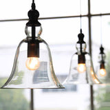 Black Single Ceiling Pendant Lamp Rustic Bell Clear Glass Suspended Lighting Fixture - Clearhalo - 'Ceiling Lights' - 'Glass shade' - 'Glass' - 'Industrial Pendants' - 'Industrial' - 'Middle Century Pendants' - 'Pendant Lights' - 'Pendants' - 'Tiffany' - Lighting' - 1917434