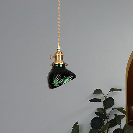 1 Light Textured Green Glass Pendant Vintage Brass Drum/Bowl Bedside Hanging Light Fixture with Rotary Switch Green A Clearhalo 'Ceiling Lights' 'Glass shade' 'Glass' 'Industrial Pendants' 'Industrial' 'Middle Century Pendants' 'Pendant Lights' 'Pendants' 'Tiffany' Lighting' 1917516