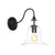 Green/Clear/Amber Glass Carillon Wall Light Loft 1 Bulb Living Room Gooseneck Wall Mounted Lamp in Black Clear Clearhalo 'Cast Iron' 'Glass' 'Industrial wall lights' 'Industrial' 'Middle century wall lights' 'Modern' 'Tiffany' 'Traditional wall lights' 'Wall Lamps & Sconces' 'Wall Lights' Lighting' 1917556