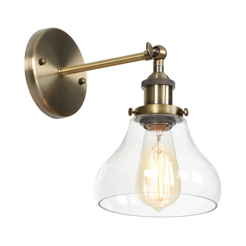Brass Cone/Bell Swivel Shade Wall Light Industrial Clear Glass Single Dining Room Wall Mount Light Fixture Brass D Clearhalo 'Art deco wall lights' 'Cast Iron' 'Glass' 'Industrial wall lights' 'Industrial' 'Middle century wall lights' 'Modern' 'Rustic wall lights' 'Tiffany' 'Traditional wall lights' 'Wall Lamps & Sconces' 'Wall Lights' Lighting' 1917590