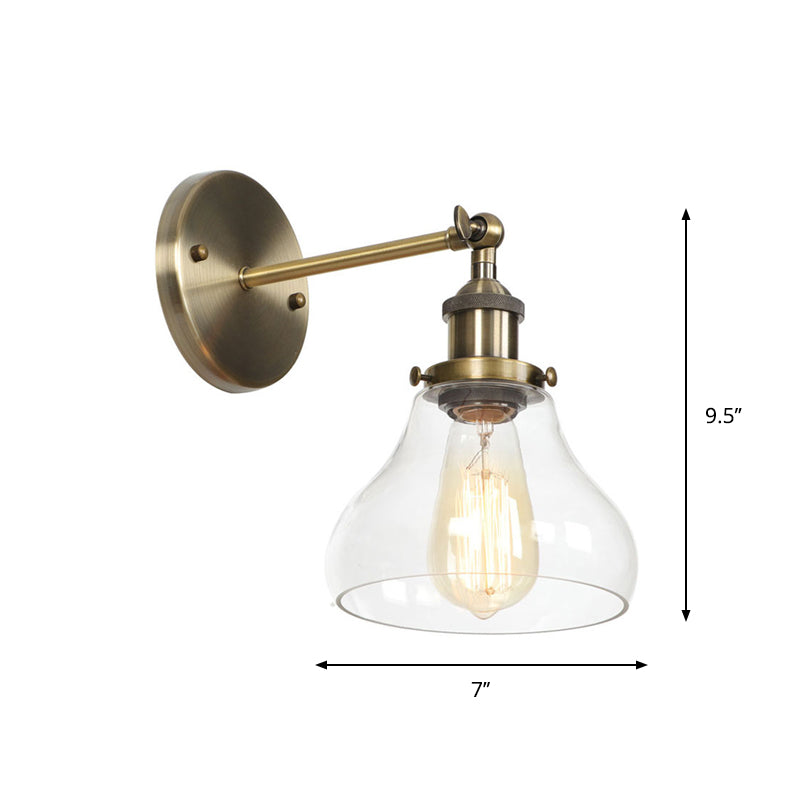 Brass Cone/Bell Swivel Shade Wall Light Industrial Clear Glass Single Dining Room Wall Mount Light Fixture Clearhalo 'Art deco wall lights' 'Cast Iron' 'Glass' 'Industrial wall lights' 'Industrial' 'Middle century wall lights' 'Modern' 'Rustic wall lights' 'Tiffany' 'Traditional wall lights' 'Wall Lamps & Sconces' 'Wall Lights' Lighting' 1917591
