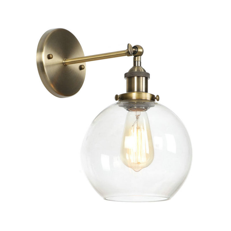 Brass Cone/Bell Swivel Shade Wall Light Industrial Clear Glass Single Dining Room Wall Mount Light Fixture Brass B Clearhalo 'Art deco wall lights' 'Cast Iron' 'Glass' 'Industrial wall lights' 'Industrial' 'Middle century wall lights' 'Modern' 'Rustic wall lights' 'Tiffany' 'Traditional wall lights' 'Wall Lamps & Sconces' 'Wall Lights' Lighting' 1917603
