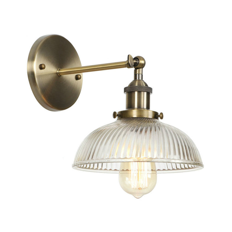 Brass Cone/Bell Swivel Shade Wall Light Industrial Clear Glass Single Dining Room Wall Mount Light Fixture Brass H Clearhalo 'Art deco wall lights' 'Cast Iron' 'Glass' 'Industrial wall lights' 'Industrial' 'Middle century wall lights' 'Modern' 'Rustic wall lights' 'Tiffany' 'Traditional wall lights' 'Wall Lamps & Sconces' 'Wall Lights' Lighting' 1917605