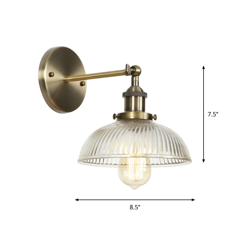 Brass Cone/Bell Swivel Shade Wall Light Industrial Clear Glass Single Dining Room Wall Mount Light Fixture Clearhalo 'Art deco wall lights' 'Cast Iron' 'Glass' 'Industrial wall lights' 'Industrial' 'Middle century wall lights' 'Modern' 'Rustic wall lights' 'Tiffany' 'Traditional wall lights' 'Wall Lamps & Sconces' 'Wall Lights' Lighting' 1917606
