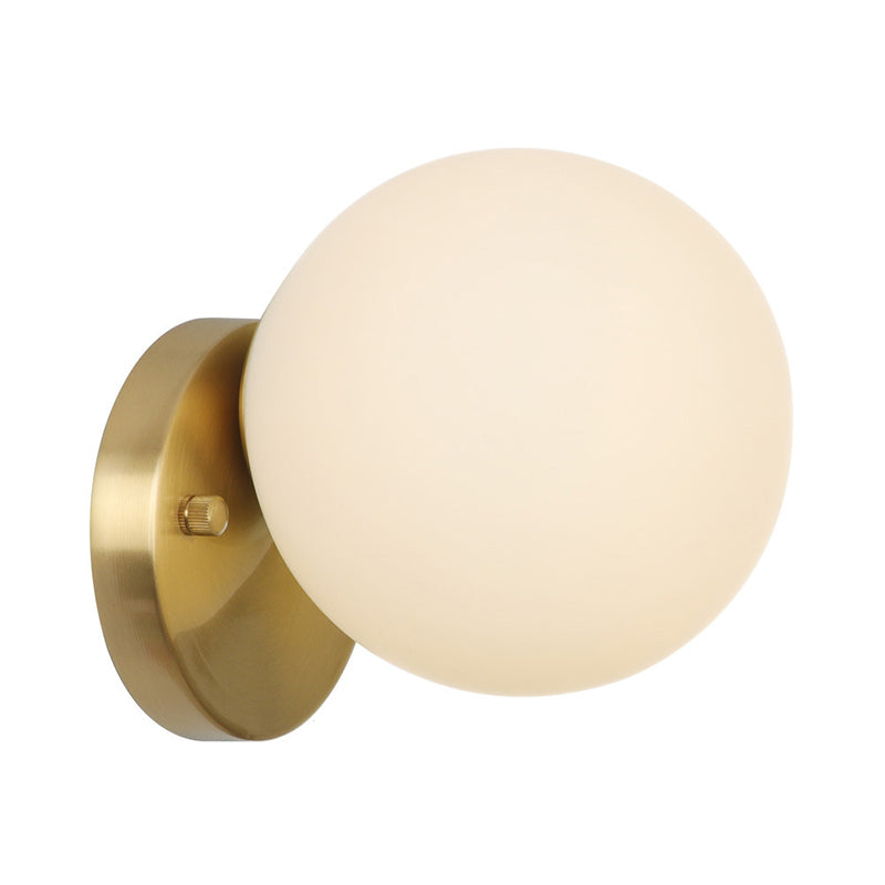 Brass 1-Light Wall Lamp Fixture Antique Frosted White Glass Tulip Shade/Cylinder Wall Mount Light with Arm Clearhalo 'Art deco wall lights' 'Cast Iron' 'Glass' 'Industrial wall lights' 'Industrial' 'Middle century wall lights' 'Modern' 'Rustic wall lights' 'Tiffany' 'Traditional wall lights' 'Wall Lamps & Sconces' 'Wall Lights' Lighting' 1917621