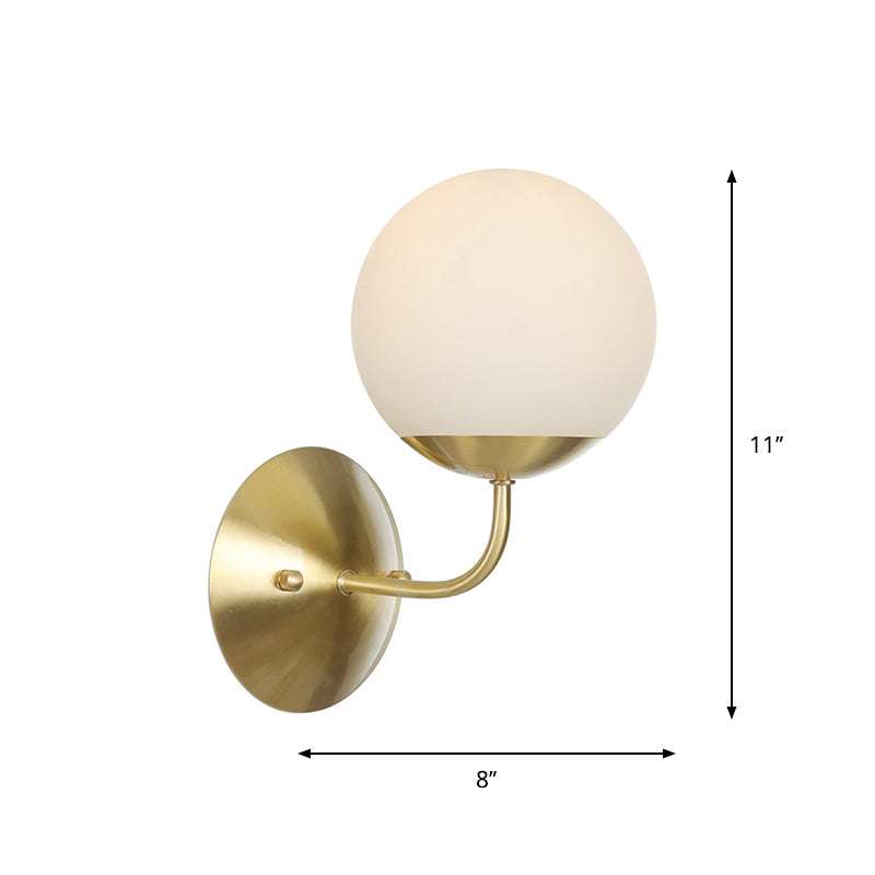 Brass 1-Light Wall Lamp Fixture Antique Frosted White Glass Tulip Shade/Cylinder Wall Mount Light with Arm Clearhalo 'Art deco wall lights' 'Cast Iron' 'Glass' 'Industrial wall lights' 'Industrial' 'Middle century wall lights' 'Modern' 'Rustic wall lights' 'Tiffany' 'Traditional wall lights' 'Wall Lamps & Sconces' 'Wall Lights' Lighting' 1917631