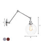 1 Head Swing Arm Wall Light Industrial Conical/Global/Bell Clear Glass Wall Mount Reading Lamp in Chrome/Rust Clearhalo 'Art deco wall lights' 'Cast Iron' 'Glass' 'Industrial wall lights' 'Industrial' 'Middle century wall lights' 'Modern' 'Rustic wall lights' 'Tiffany' 'Traditional wall lights' 'Wall Lamps & Sconces' 'Wall Lights' Lighting' 1917659