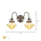 Amber/Clear Glass Diamond/Ball Wall Light Factory 2 Bulbs Living Room Wall Mounted Lighting with Undulated Arm in Bronze Clearhalo 'Art deco wall lights' 'Cast Iron' 'Glass' 'Industrial wall lights' 'Industrial' 'Middle century wall lights' 'Modern' 'Rustic wall lights' 'Tiffany' 'Traditional wall lights' 'Wall Lamps & Sconces' 'Wall Lights' Lighting' 1917684