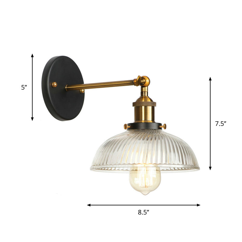 Bowl/Gourd/Flared Bedside Reading Wall Lamp Antique Clear Glass 1 Bulb Black-Brass Wall Light with Pivot Joint Clearhalo 'Art deco wall lights' 'Cast Iron' 'Glass' 'Industrial wall lights' 'Industrial' 'Middle century wall lights' 'Modern' 'Rustic wall lights' 'Tiffany' 'Traditional wall lights' 'Wall Lamps & Sconces' 'Wall Lights' Lighting' 1917747