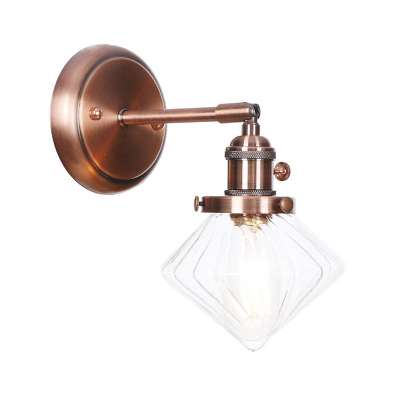 Iron Copper Finish Wall Light Conic/Diamond/Ball Shade Single Factory Wall Mount Reading Lamp with Swing/Gooseneck Arm Copper H Clearhalo 'Art deco wall lights' 'Cast Iron' 'Glass' 'Industrial wall lights' 'Industrial' 'Middle century wall lights' 'Modern' 'Rustic wall lights' 'Tiffany' 'Traditional wall lights' 'Wall Lamps & Sconces' 'Wall Lights' Lighting' 1917757