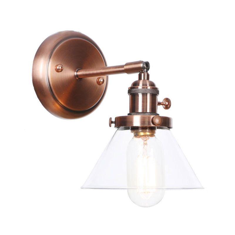 Iron Copper Finish Wall Light Conic/Diamond/Ball Shade Single Factory Wall Mount Reading Lamp with Swing/Gooseneck Arm Copper G Clearhalo 'Art deco wall lights' 'Cast Iron' 'Glass' 'Industrial wall lights' 'Industrial' 'Middle century wall lights' 'Modern' 'Rustic wall lights' 'Tiffany' 'Traditional wall lights' 'Wall Lamps & Sconces' 'Wall Lights' Lighting' 1917759