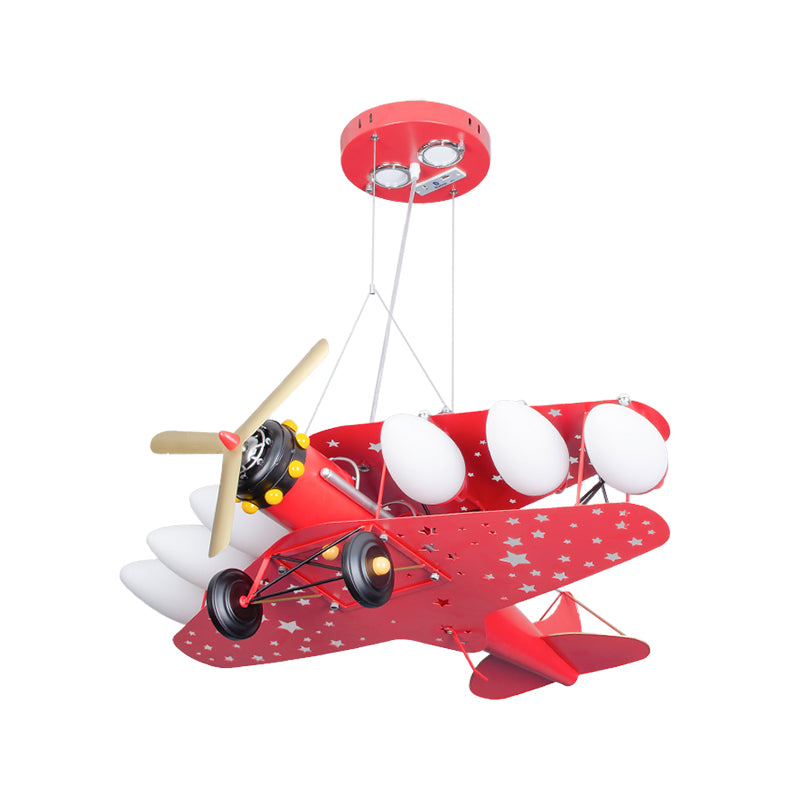 6 Bulbs Propeller Plane Suspension Light with Star Modern Stylish Metal Chandelier for Cloth Shop Clearhalo 'Ceiling Lights' 'Chandeliers' 'Glass shade' 'Glass' 'Pendant Lights' Lighting' 191776