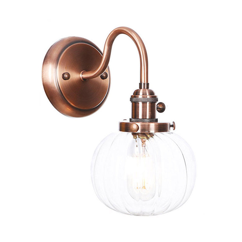 Iron Copper Finish Wall Light Conic/Diamond/Ball Shade Single Factory Wall Mount Reading Lamp with Swing/Gooseneck Arm Copper E Clearhalo 'Art deco wall lights' 'Cast Iron' 'Glass' 'Industrial wall lights' 'Industrial' 'Middle century wall lights' 'Modern' 'Rustic wall lights' 'Tiffany' 'Traditional wall lights' 'Wall Lamps & Sconces' 'Wall Lights' Lighting' 1917763