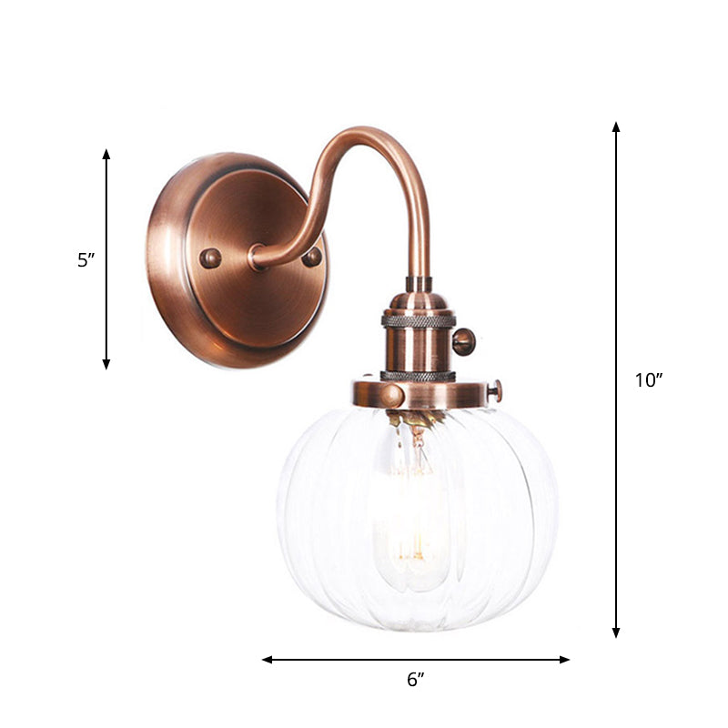 Iron Copper Finish Wall Light Conic/Diamond/Ball Shade Single Factory Wall Mount Reading Lamp with Swing/Gooseneck Arm Clearhalo 'Art deco wall lights' 'Cast Iron' 'Glass' 'Industrial wall lights' 'Industrial' 'Middle century wall lights' 'Modern' 'Rustic wall lights' 'Tiffany' 'Traditional wall lights' 'Wall Lamps & Sconces' 'Wall Lights' Lighting' 1917764