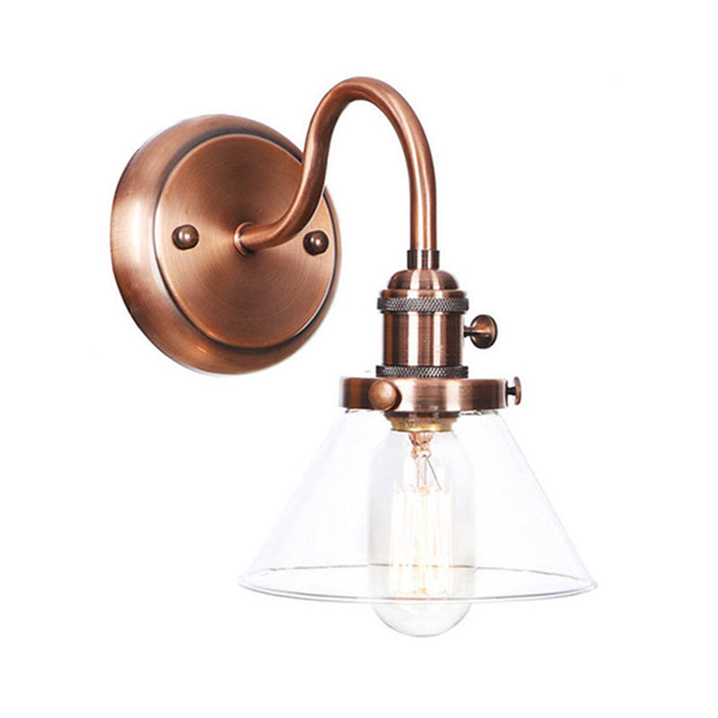 Iron Copper Finish Wall Light Conic/Diamond/Ball Shade Single Factory Wall Mount Reading Lamp with Swing/Gooseneck Arm Copper B Clearhalo 'Art deco wall lights' 'Cast Iron' 'Glass' 'Industrial wall lights' 'Industrial' 'Middle century wall lights' 'Modern' 'Rustic wall lights' 'Tiffany' 'Traditional wall lights' 'Wall Lamps & Sconces' 'Wall Lights' Lighting' 1917769