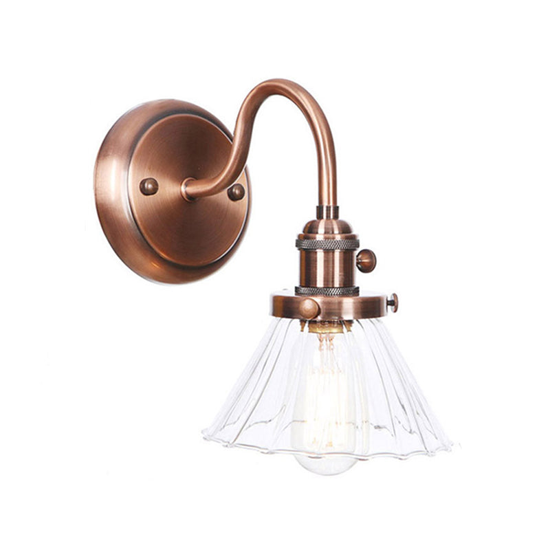 Iron Copper Finish Wall Light Conic/Diamond/Ball Shade Single Factory Wall Mount Reading Lamp with Swing/Gooseneck Arm Copper A Clearhalo 'Art deco wall lights' 'Cast Iron' 'Glass' 'Industrial wall lights' 'Industrial' 'Middle century wall lights' 'Modern' 'Rustic wall lights' 'Tiffany' 'Traditional wall lights' 'Wall Lamps & Sconces' 'Wall Lights' Lighting' 1917771
