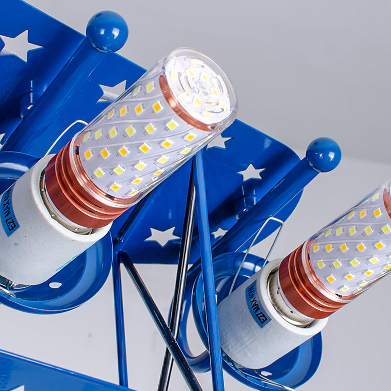 6 Bulbs Propeller Plane Suspension Light with Star Modern Stylish Metal Chandelier for Cloth Shop Clearhalo 'Ceiling Lights' 'Chandeliers' 'Glass shade' 'Glass' 'Pendant Lights' Lighting' 191782