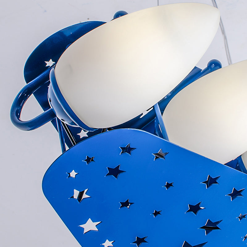 6 Bulbs Propeller Plane Suspension Light with Star Modern Stylish Metal Chandelier for Cloth Shop Clearhalo 'Ceiling Lights' 'Chandeliers' 'Glass shade' 'Glass' 'Pendant Lights' Lighting' 191783