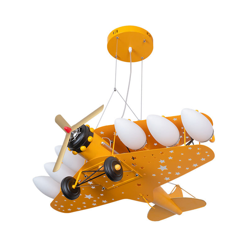 6 Bulbs Propeller Plane Suspension Light with Star Modern Stylish Metal Chandelier for Cloth Shop Clearhalo 'Ceiling Lights' 'Chandeliers' 'Glass shade' 'Glass' 'Pendant Lights' Lighting' 191786