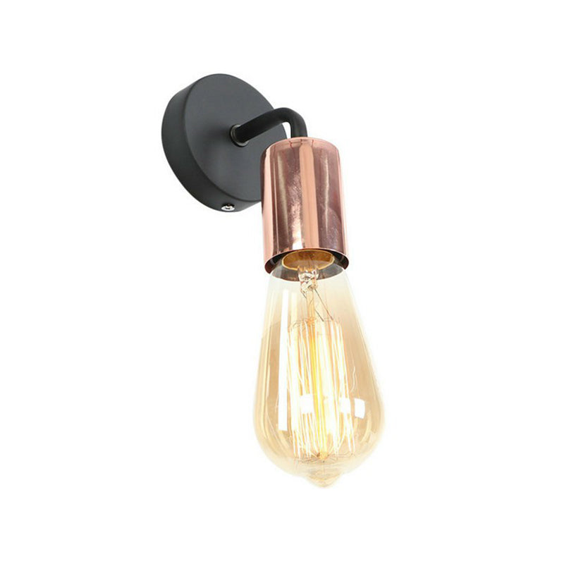 Shadeless Garage Wall Mount Lamp Industrial Style Metal Single Rose Gold/Gold/Chrome Wall Lighting with Curved Arm Rose Gold Clearhalo 'Art deco wall lights' 'Cast Iron' 'Glass' 'Industrial wall lights' 'Industrial' 'Middle century wall lights' 'Modern' 'Rustic wall lights' 'Tiffany' 'Traditional wall lights' 'Wall Lamps & Sconces' 'Wall Lights' Lighting' 1917902