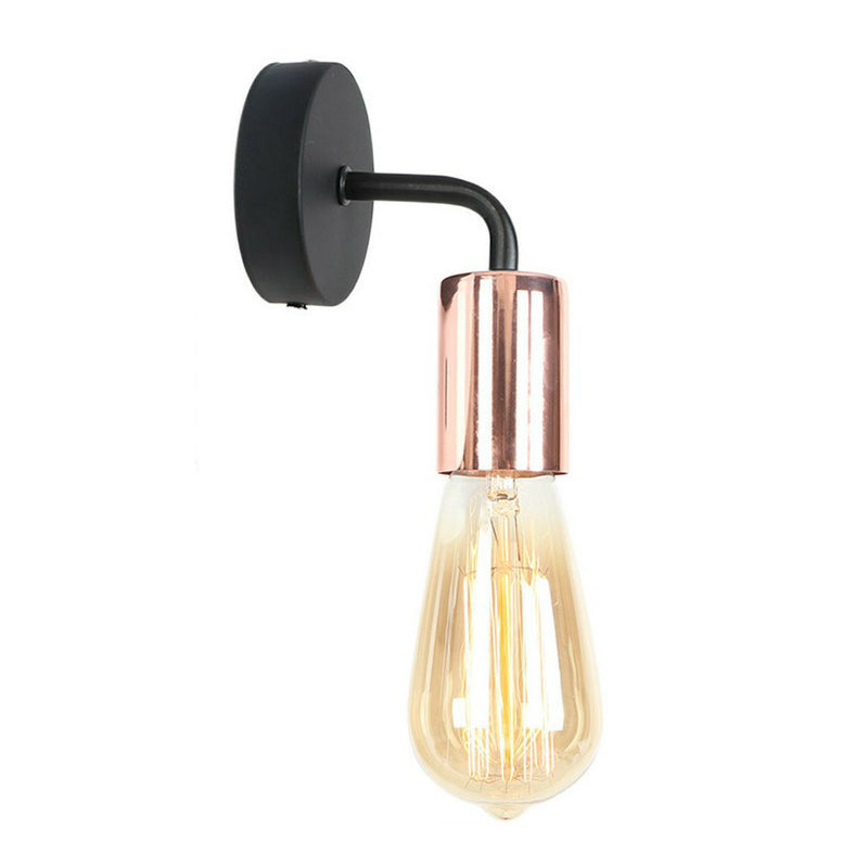 Shadeless Garage Wall Mount Lamp Industrial Style Metal Single Rose Gold/Gold/Chrome Wall Lighting with Curved Arm Clearhalo 'Art deco wall lights' 'Cast Iron' 'Glass' 'Industrial wall lights' 'Industrial' 'Middle century wall lights' 'Modern' 'Rustic wall lights' 'Tiffany' 'Traditional wall lights' 'Wall Lamps & Sconces' 'Wall Lights' Lighting' 1917903