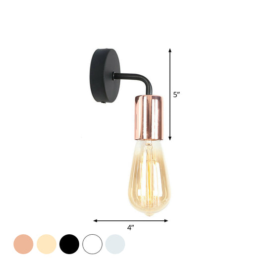 Shadeless Garage Wall Mount Lamp Industrial Style Metal Single Rose Gold/Gold/Chrome Wall Lighting with Curved Arm Clearhalo 'Art deco wall lights' 'Cast Iron' 'Glass' 'Industrial wall lights' 'Industrial' 'Middle century wall lights' 'Modern' 'Rustic wall lights' 'Tiffany' 'Traditional wall lights' 'Wall Lamps & Sconces' 'Wall Lights' Lighting' 1917904