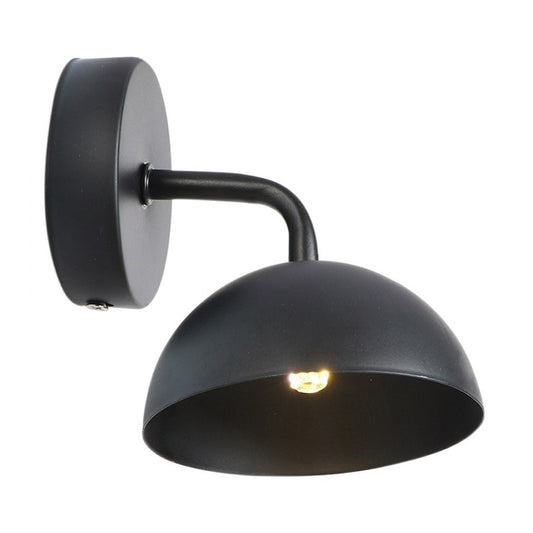 1-Light Dome Shade Wall Light Fixture Loft Brass/Copper/Black Iron Wall Mounted Lamp with Arm for Dining Room Black Clearhalo 'Art deco wall lights' 'Cast Iron' 'Glass' 'Industrial wall lights' 'Industrial' 'Middle century wall lights' 'Modern' 'Rustic wall lights' 'Tiffany' 'Traditional wall lights' 'Wall Lamps & Sconces' 'Wall Lights' Lighting' 1917913