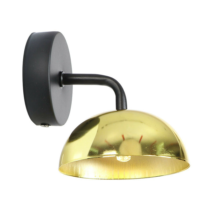 1-Light Dome Shade Wall Light Fixture Loft Brass/Copper/Black Iron Wall Mounted Lamp with Arm for Dining Room Gold Clearhalo 'Art deco wall lights' 'Cast Iron' 'Glass' 'Industrial wall lights' 'Industrial' 'Middle century wall lights' 'Modern' 'Rustic wall lights' 'Tiffany' 'Traditional wall lights' 'Wall Lamps & Sconces' 'Wall Lights' Lighting' 1917914