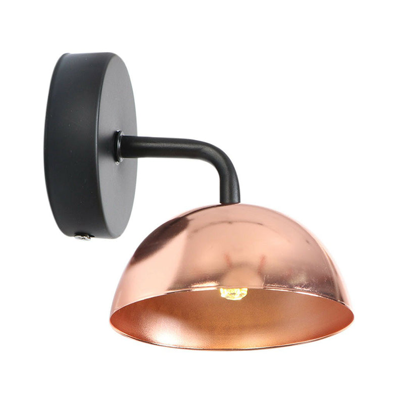 1-Light Dome Shade Wall Light Fixture Loft Brass/Copper/Black Iron Wall Mounted Lamp with Arm for Dining Room Rose Gold Clearhalo 'Art deco wall lights' 'Cast Iron' 'Glass' 'Industrial wall lights' 'Industrial' 'Middle century wall lights' 'Modern' 'Rustic wall lights' 'Tiffany' 'Traditional wall lights' 'Wall Lamps & Sconces' 'Wall Lights' Lighting' 1917916