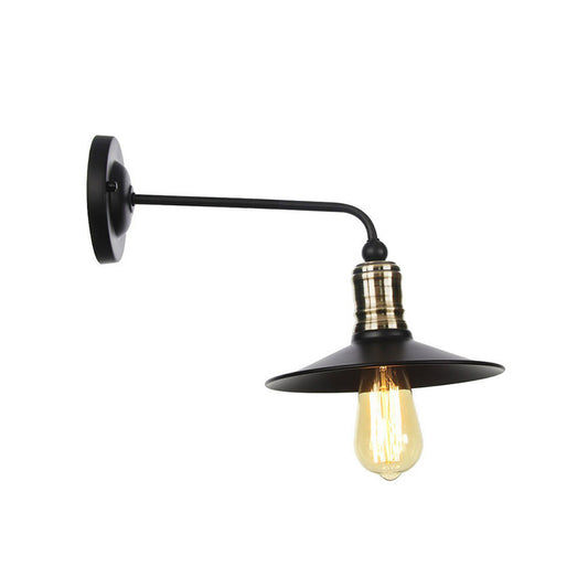 Rustic Bell/Sphere Cage/Flared Wall Light 1-Light Iron Wall Lamp Fixture in Black for Dinging Room Clearhalo 'Art deco wall lights' 'Cast Iron' 'Glass' 'Industrial wall lights' 'Industrial' 'Middle century wall lights' 'Modern' 'Rustic wall lights' 'Tiffany' 'Traditional wall lights' 'Wall Lamps & Sconces' 'Wall Lights' Lighting' 1917971